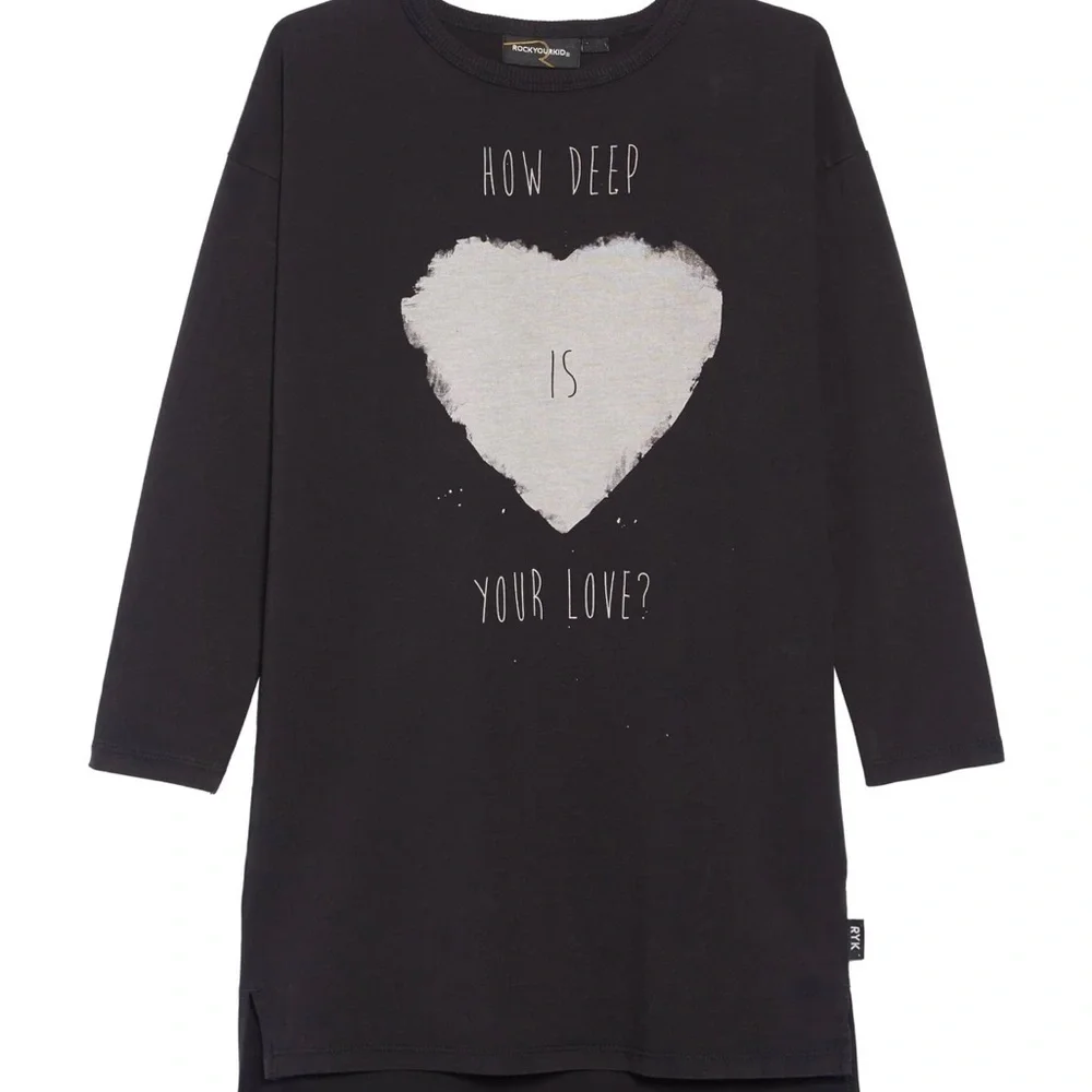 Rock Your Baby Black Long Sleeve Dress with Heart Design